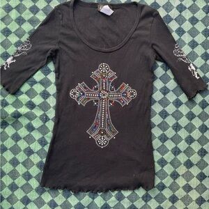 Embellished Black Short Sleeve Tee
